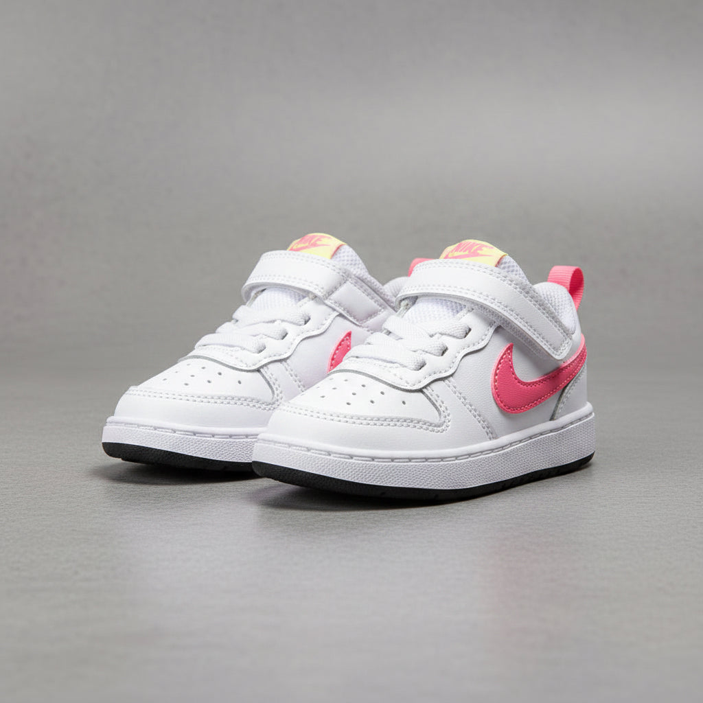 Tenis Nike Court Borough Low 2 (TDV) BQ5453 108 Blanco Rosa Bebe