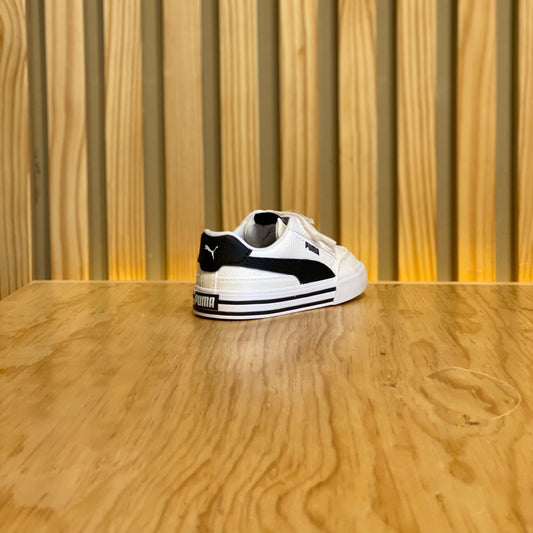 Tenis puma Court Classic Vulc FS V INF 39656102 Blanco Negro Bebe