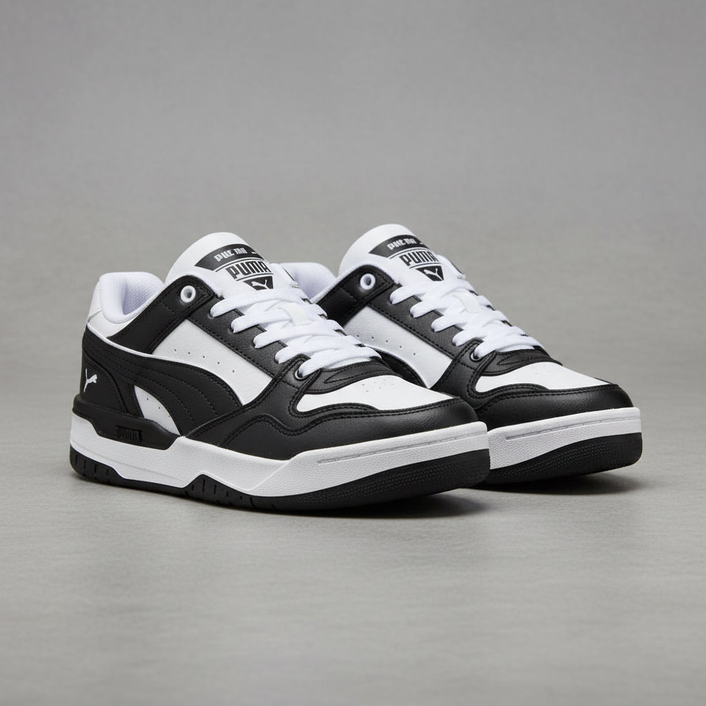 Tenis Puma rebound v6 Lo AC + PS Negro Blanco 39741901 Junior