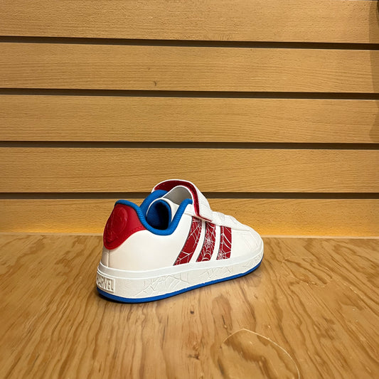 Tenis Adidas Grand court Spiderman EL JS0778 Blanco Bebe