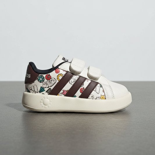 Tenis Adidas Grand Court 2.0 CF I JR5152 Blanco Cafe Bebe