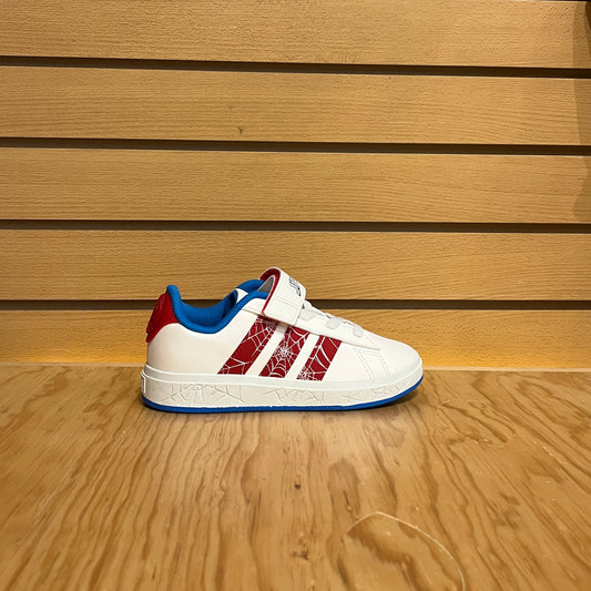 Tenis Adidas Grand court Spiderman EL JS0778 Blanco Bebe