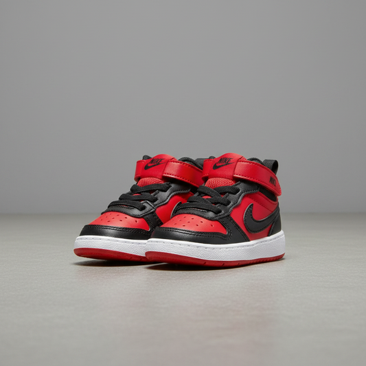 Tenis Nike Court Borough Mid 2 (TDV) CD7784602 Negro Rojo Bebe