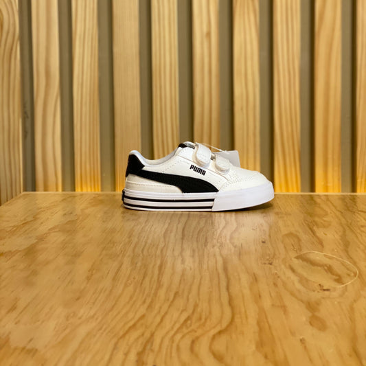 Tenis puma Court Classic Vulc FS V INF 39656102 Blanco Negro Bebe